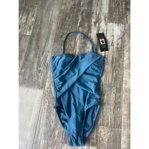 Shore Shapes Womens Teal One Piece Swimsuit Padded Slimming Tummy Control Size 8